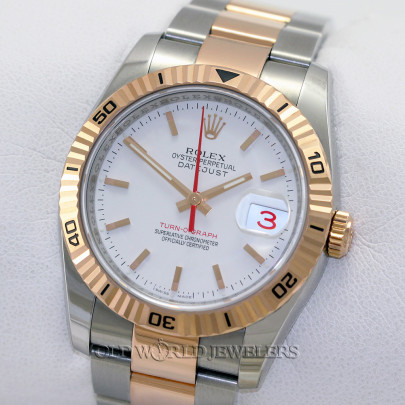 Rolex Datejust Turn-O-Graph Ref 116261 SS/RG White Dial